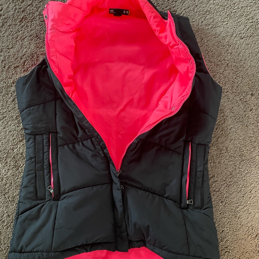 Under Armour Women's Black and Pink Puffer Vest